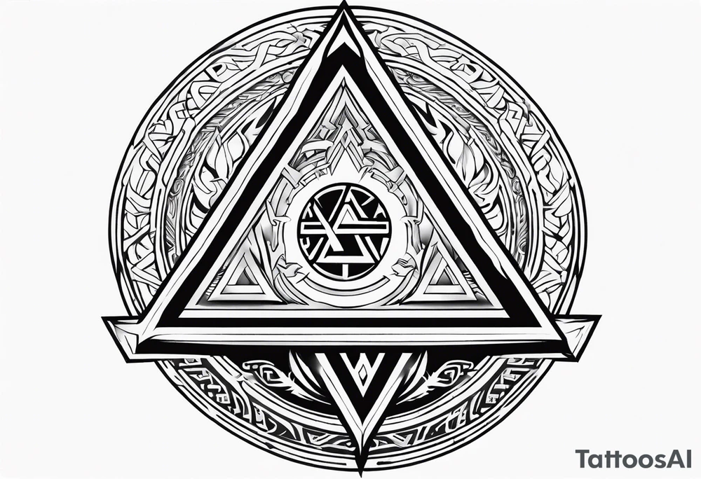 Valhalla fire 
 shield sword stairs 


Sword shield valknut tattoo idea