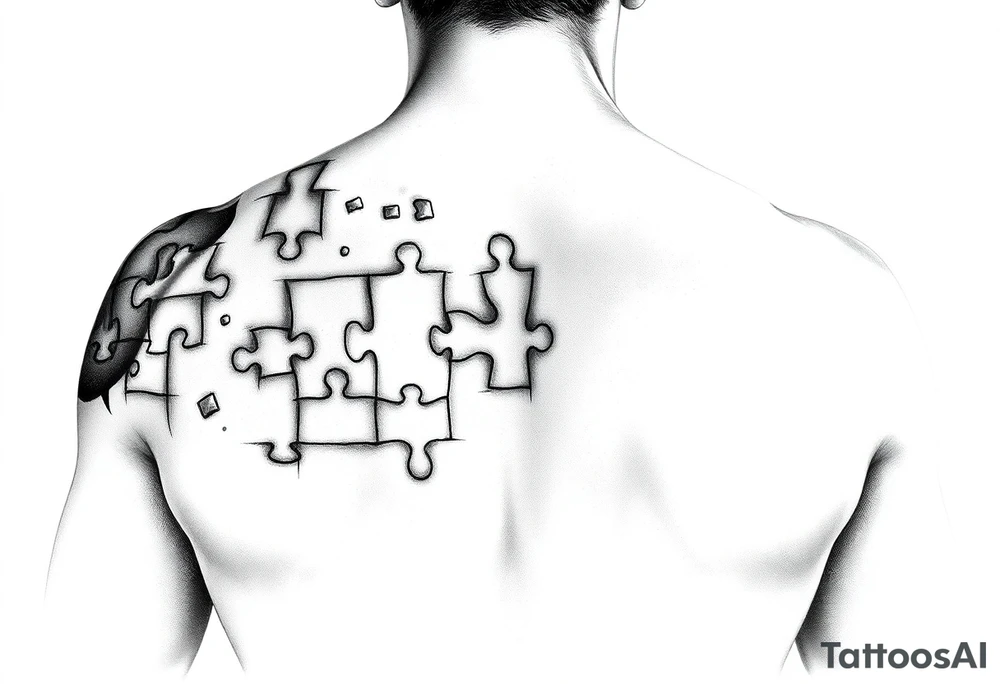 Left full arm sleeve with autism puzzle pieces tattoo idea