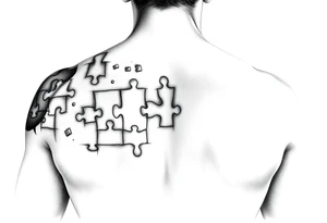 Left full arm sleeve with autism puzzle pieces tattoo idea