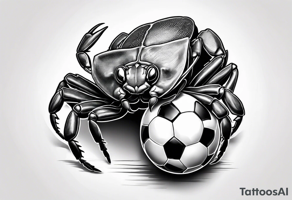 Yabbie holding a soccer ball tattoo idea