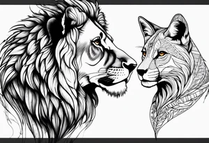 lion, fox, side by side tattoo idea