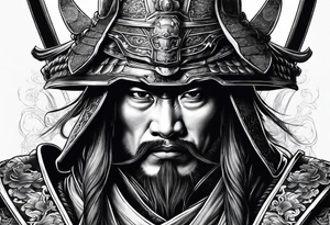 a samurai with his helmet tattoo idea