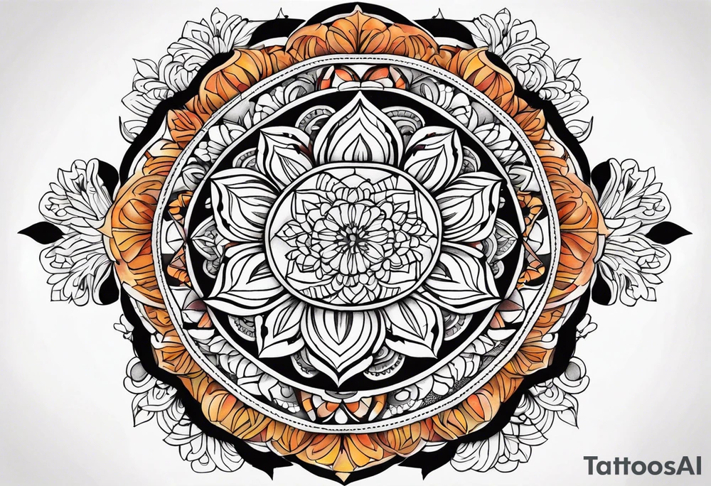 male mandala Knee tattoo in fall colors tattoo idea