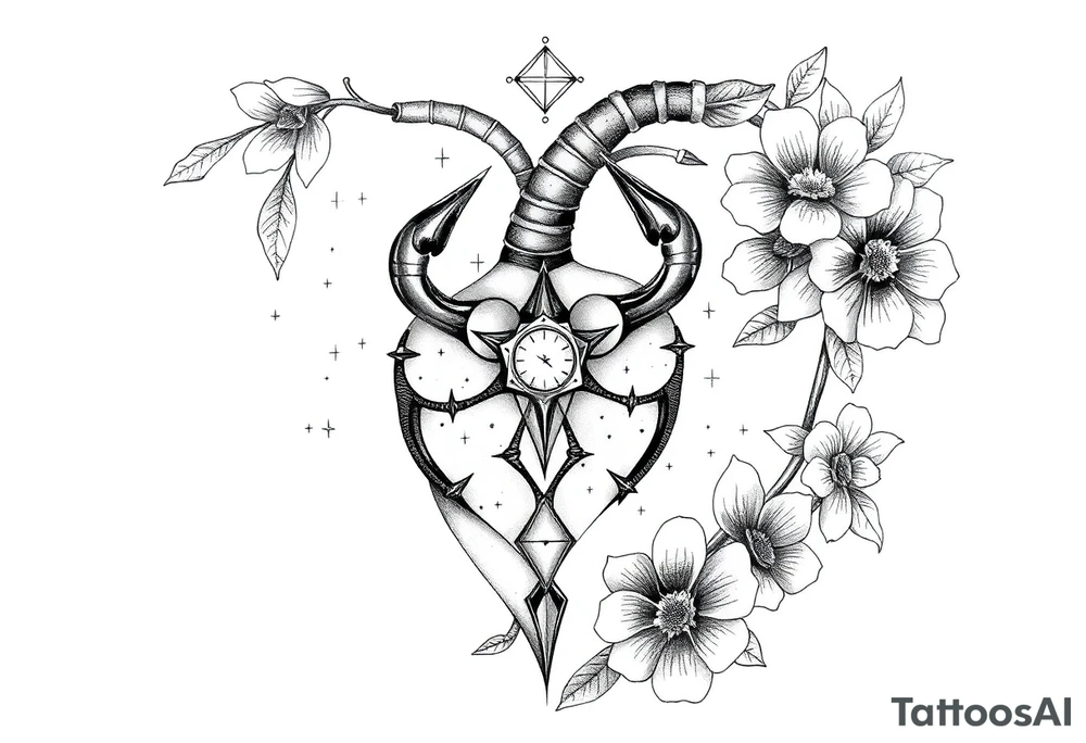 A medium tattoo on my heart including the constellation of Scorpio & Virgo as well as the flowers associated with October & Sperember tattoo idea