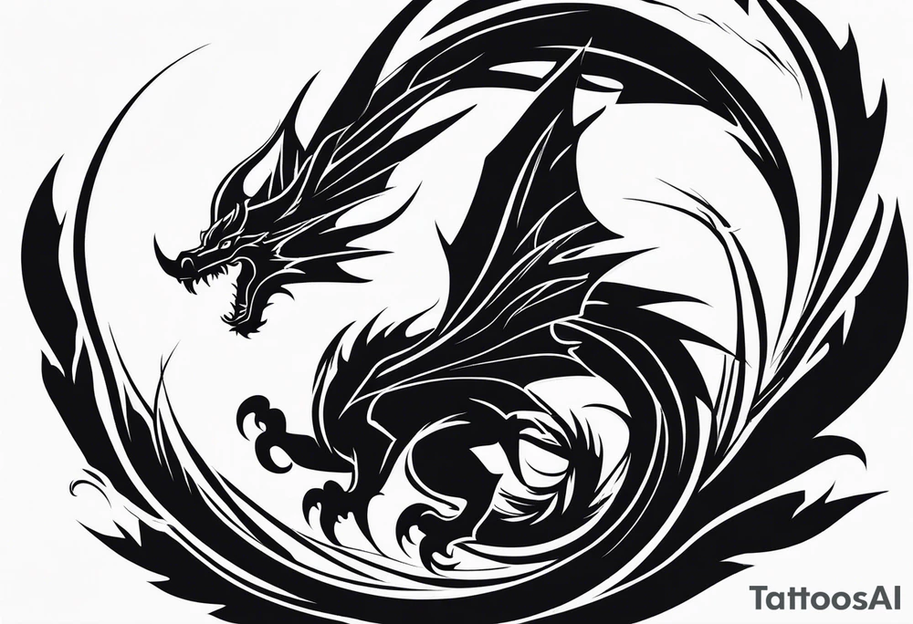 Silhouette minimal wyvern tattoo idea