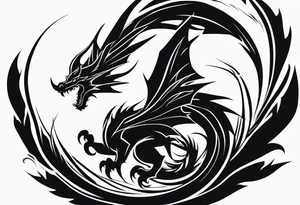 Silhouette minimal wyvern tattoo idea