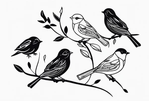 unique small feminine leaftattoo with birds tattoo idea