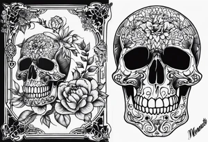 Memento mori writen skull sleeve tattoo design tattoo idea