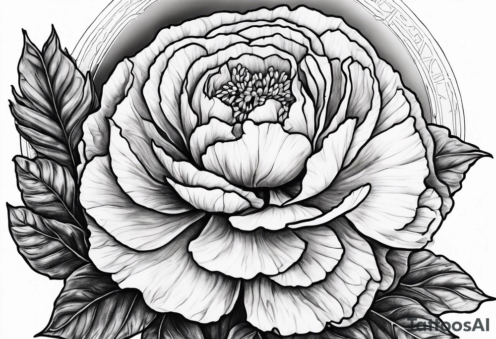 Moon and carnation no leaves tattoo idea