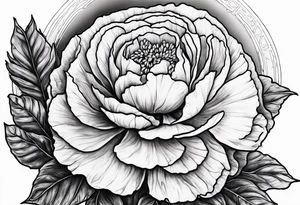 Moon and carnation no leaves tattoo idea