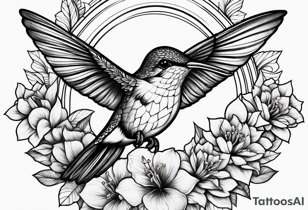 half hummingbird half flower tattoo idea