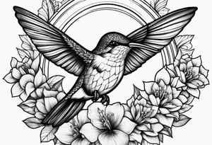 half hummingbird half flower tattoo idea