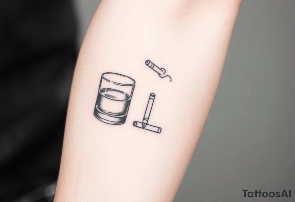 Shot of whiskey and a cigarette tattoo idea