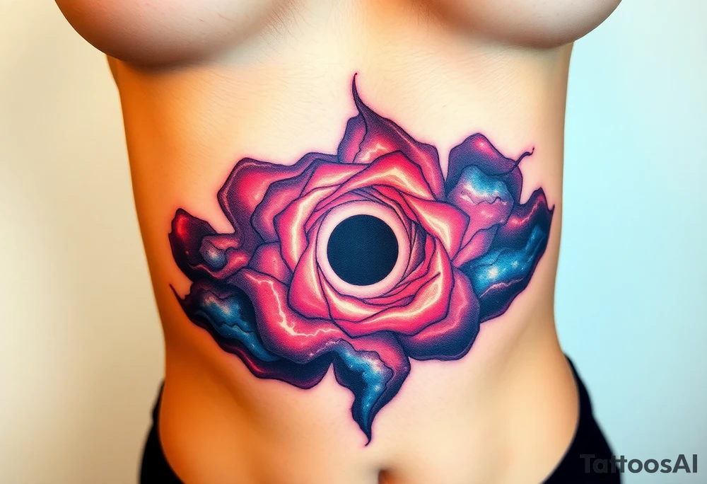 a nebula and black hole with an event horizon tattoo idea