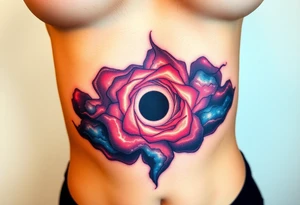 a nebula and black hole with an event horizon tattoo idea