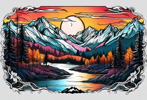 Mountains
Wolf
Forest
Sunset
Moon
Badass tattoo idea