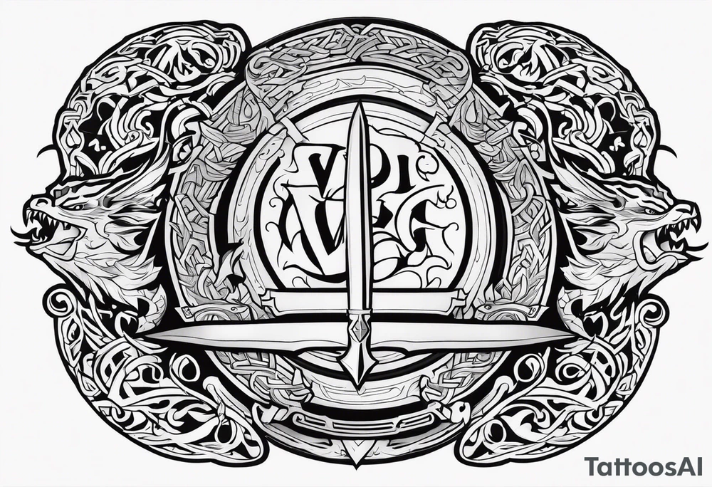Viking sword Valhalla dragon shield tattoo idea