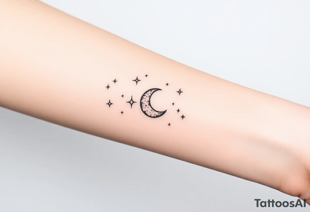 Night sky with constellation, stars  & moon tattoo idea