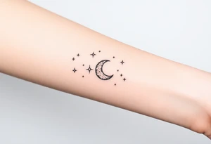 Night sky with constellation, stars  & moon tattoo idea
