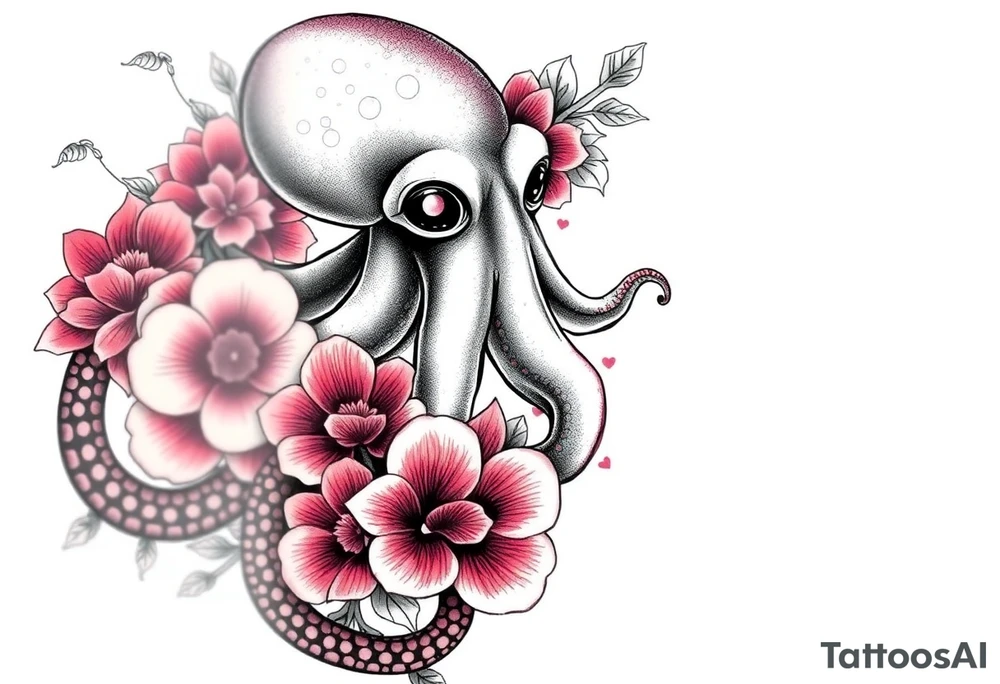 octopus and flowers tattoo idea