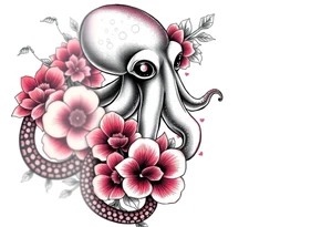 octopus and flowers tattoo idea
