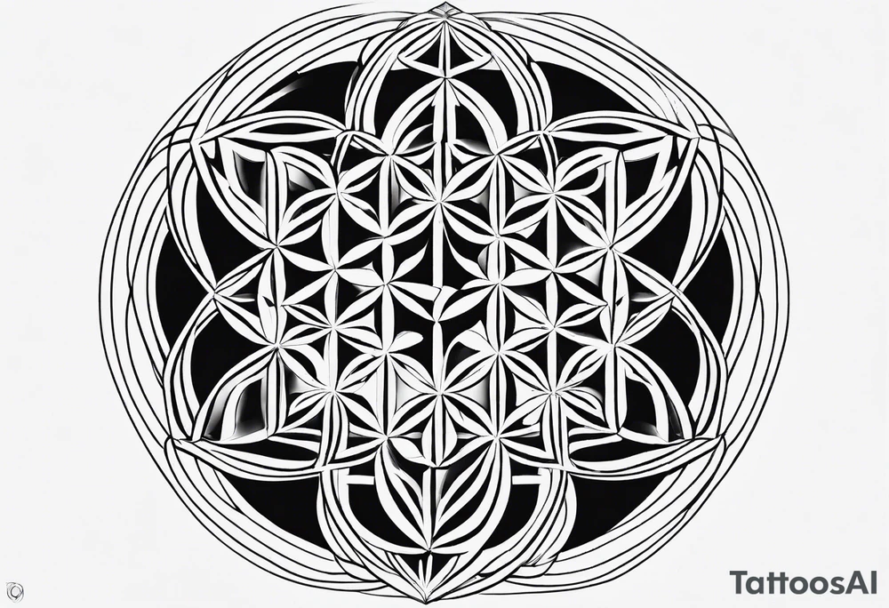 Linear minimalistic flower of life, tattoo idea