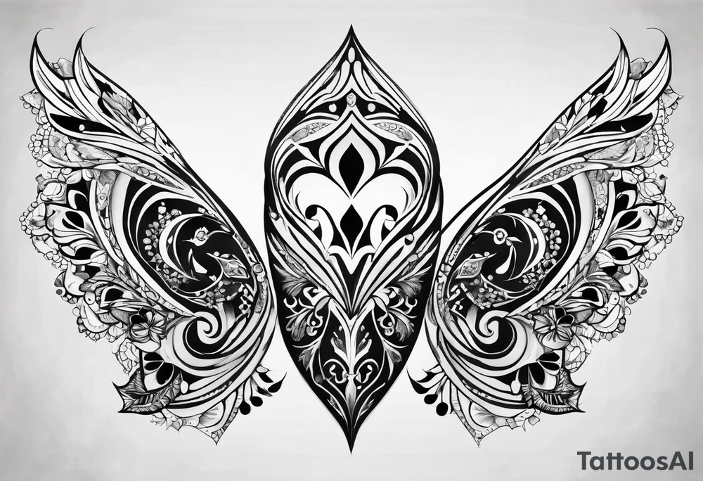 simple shape, dimond shape, split in two distinct parts that are symmetrical, resembling lungs or breathing tattoo idea