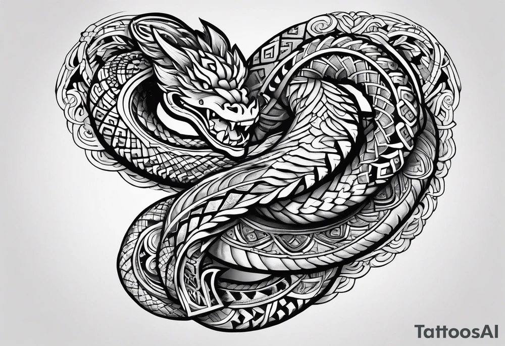aztec snake sleeve tattoo idea