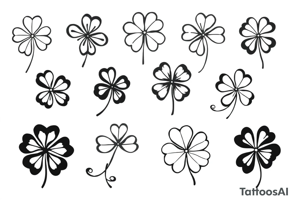 8 unique 4-leaf clovers tattoo idea