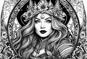 full arm sleeve very dark wizard of oz tattoo idea