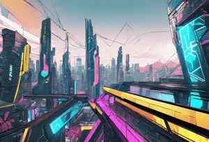 cyberpunk 2077, forearm tattoo, geometric, subtle, men, city skyline, 4k tattoo idea