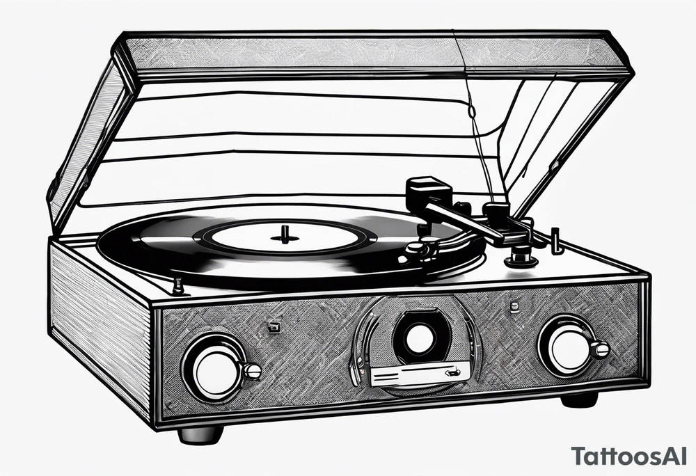 Recordplayer finline art minimalistic tattoo idea