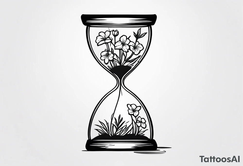 Hourglass with flowers growing out of it. tattoo idea