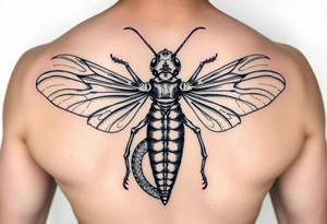 Cicada skeleton with snake tattoo idea