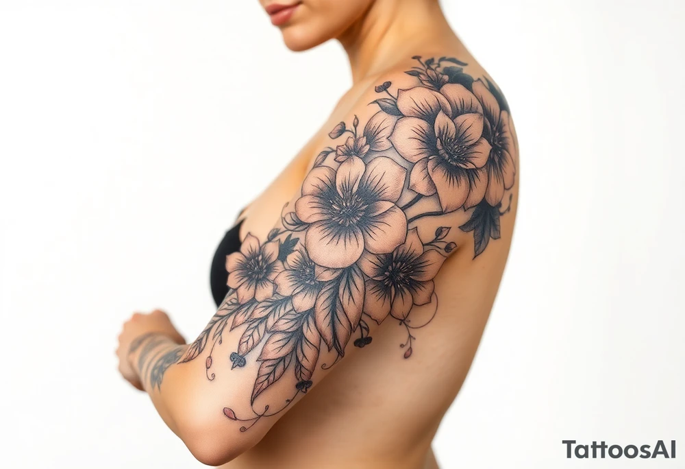 Tribal flowers somoan tattoo idea