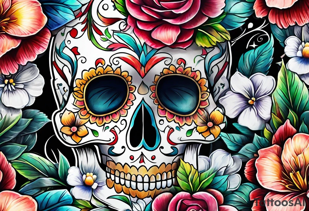 sugar skull tattoo idea