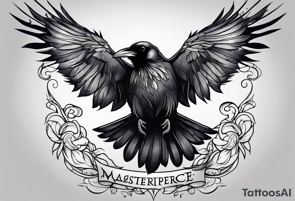 small whimsical raven tattoo idea