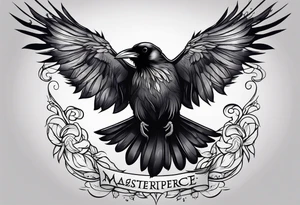 small whimsical raven tattoo idea