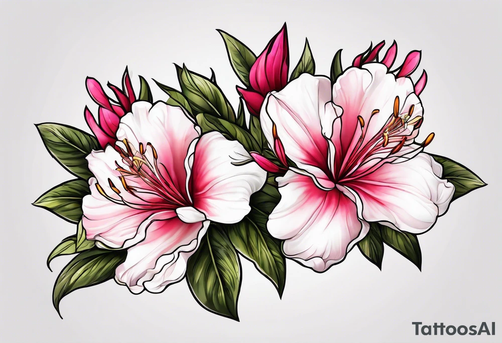 2 azalea flowers with branch tattoo idea