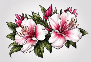 2 azalea flowers with branch tattoo idea