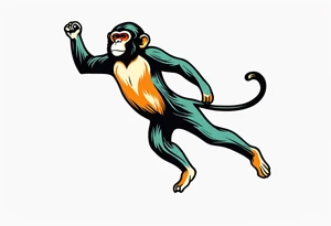 full body jumping monkey tattoo idea