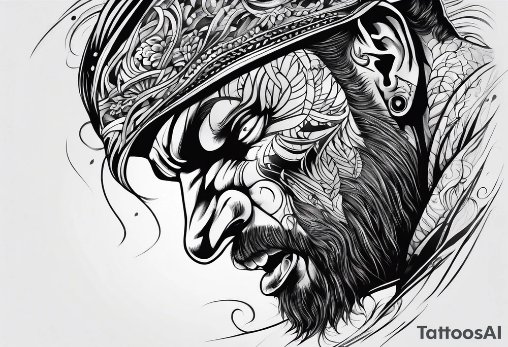 Screaming man full of pain tattoo idea