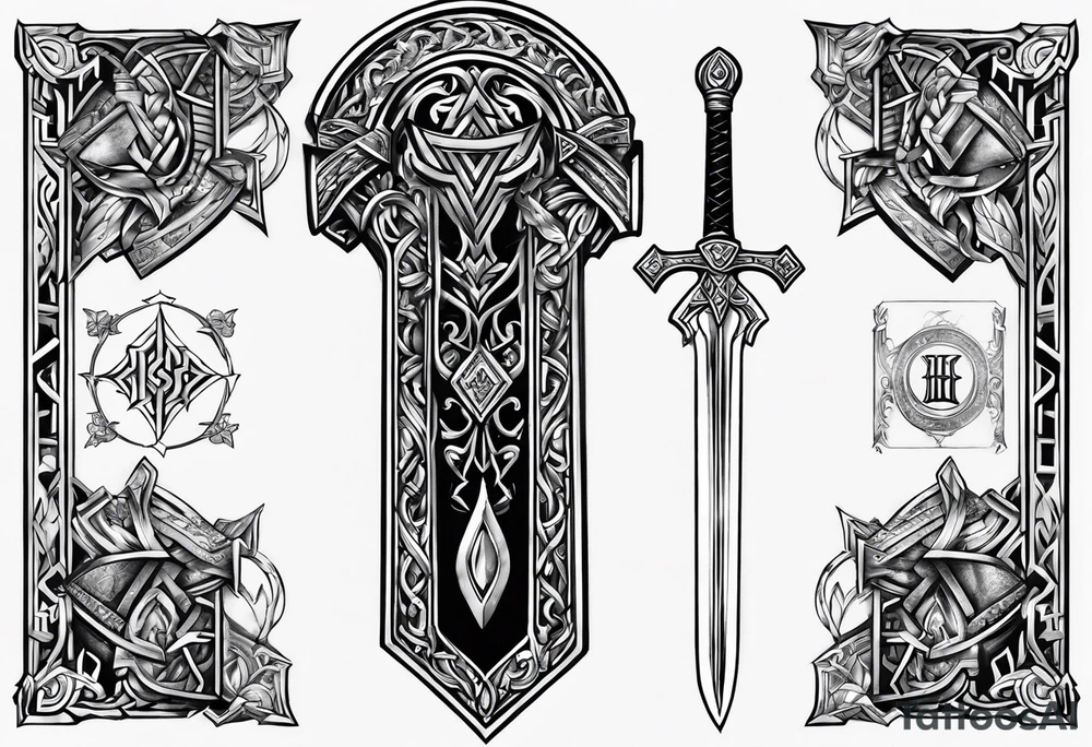 Sword Viking jewel rune tattoo idea