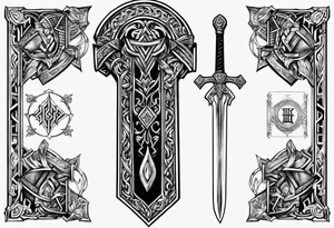 Sword Viking jewel rune tattoo idea