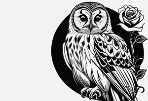 Barred owl with a rose and a heart tattoo idea