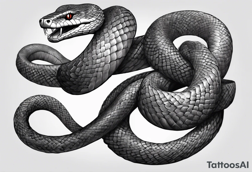A snake wrapping around the legs of a rough sketch of man with 8 arms, and a blank face in pencil drawing style. The upper part of the snake will come up from the right and look back at the man figure. There will be a black eye above the man looking directly forward. tattoo idea