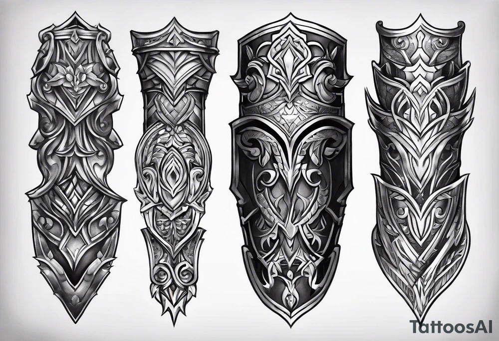 leg armor tattoo idea