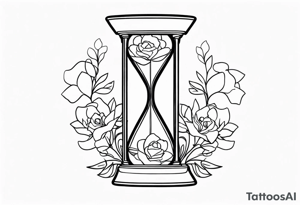 Hourglass with flowers growing out of it. Fineline tattoo idea