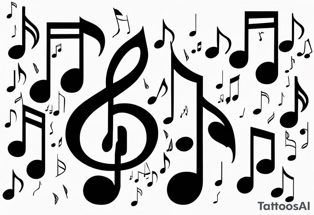 Musical notes floating tattoo idea