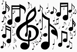 Musical notes floating tattoo idea
